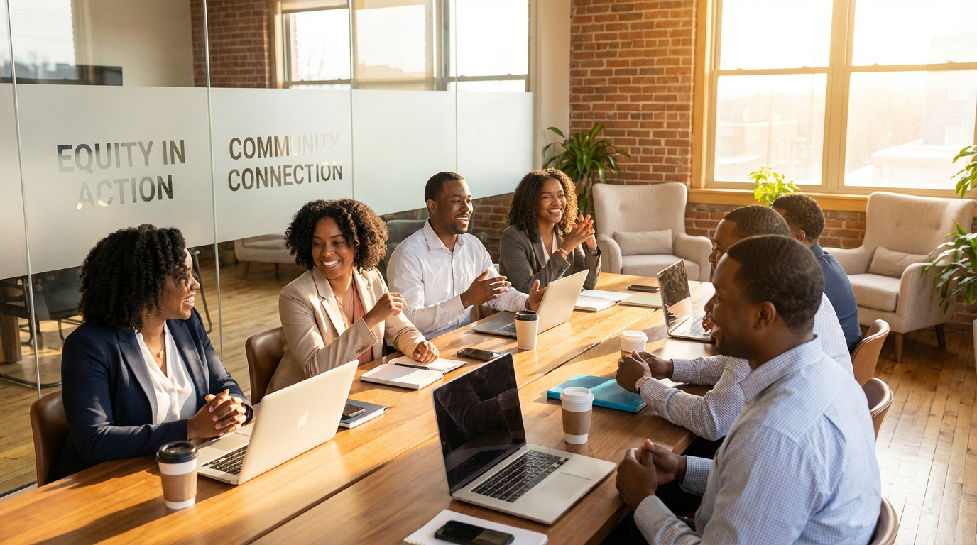 Diverse African American professionals collaborating