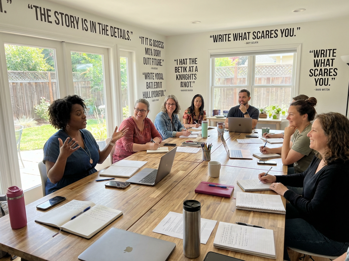 African American writer leading creative writing workshop