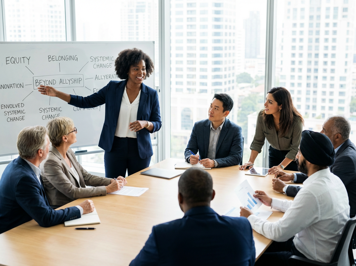 African American DEI facilitator leading diversity training